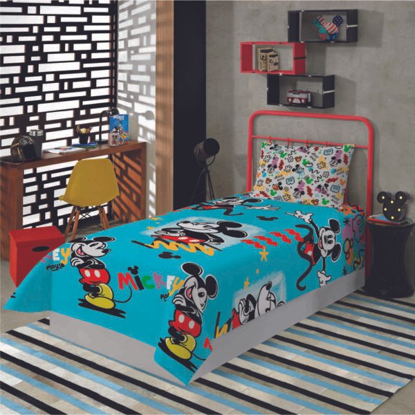 Jogo de Cama Infantil Solteiro 3 peças microfibra Lepper - Mickey