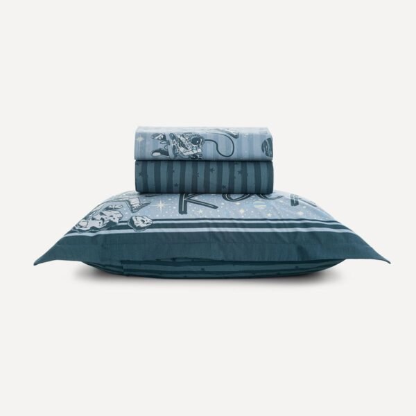 Jogo de cama Infantil Solteiro 200 Fios 100% Algodão Espacial