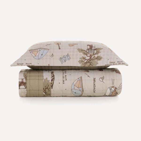 Colcha Infantil Solteiro com Porta Travesseiro 200 Fios 100% Algodão Aventura